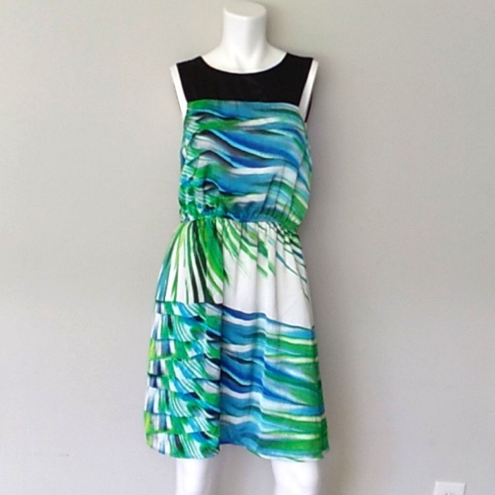 Lux II Sleeveless Abstract Pattern Dress.